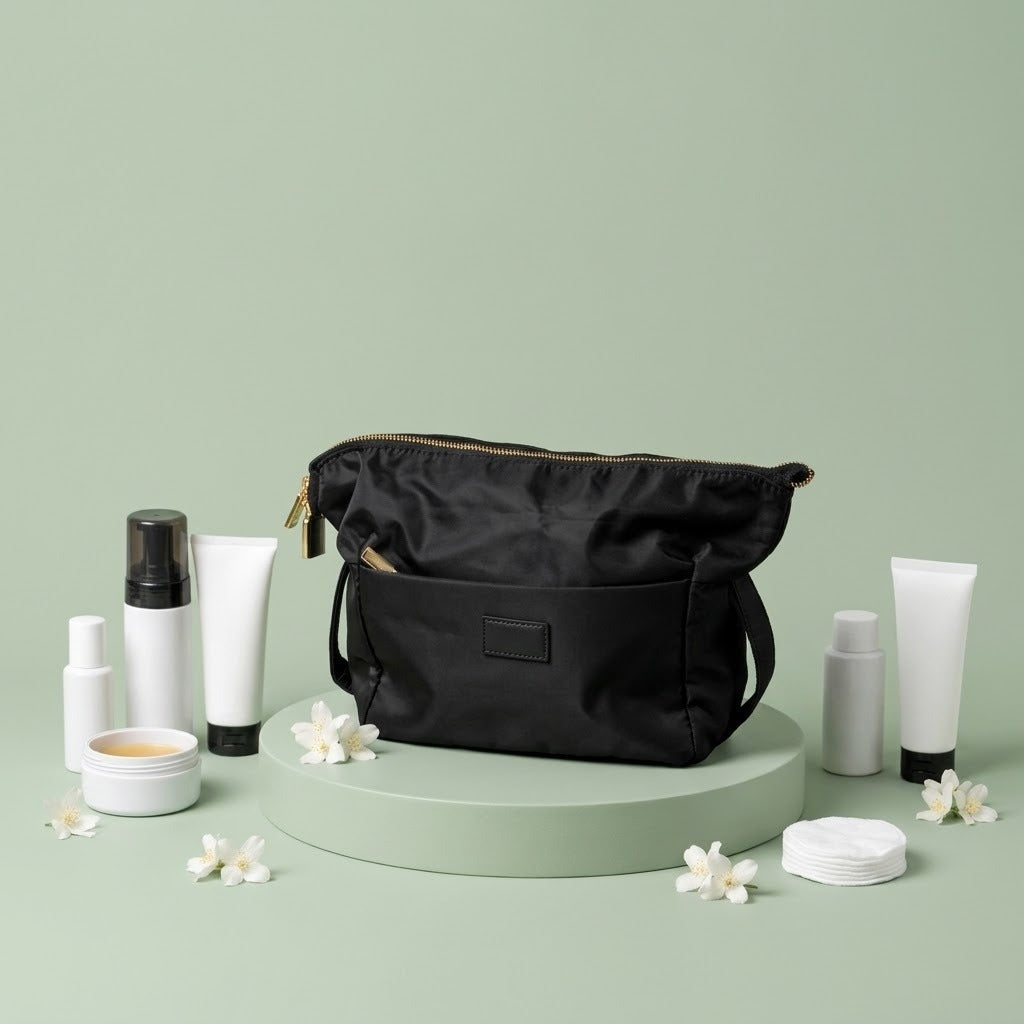 Compact travel makeup case black