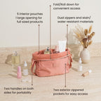Compact travel makeup case features
