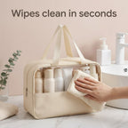 Makeup bag wipes clean with a cloth